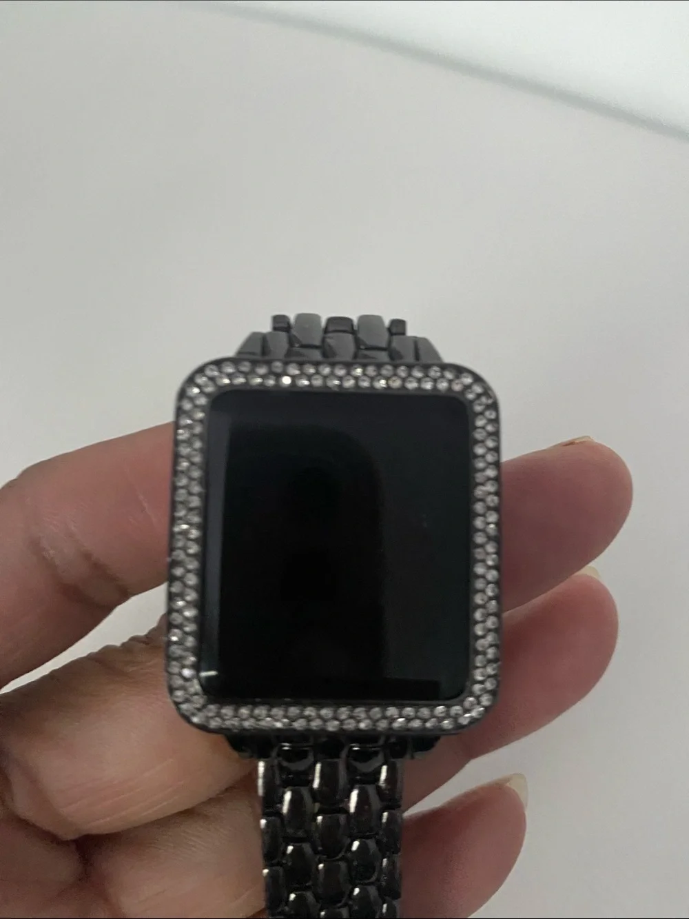 Women’s Black Digital Watch LED Touchscreen Rhinestone Square Face Watch
